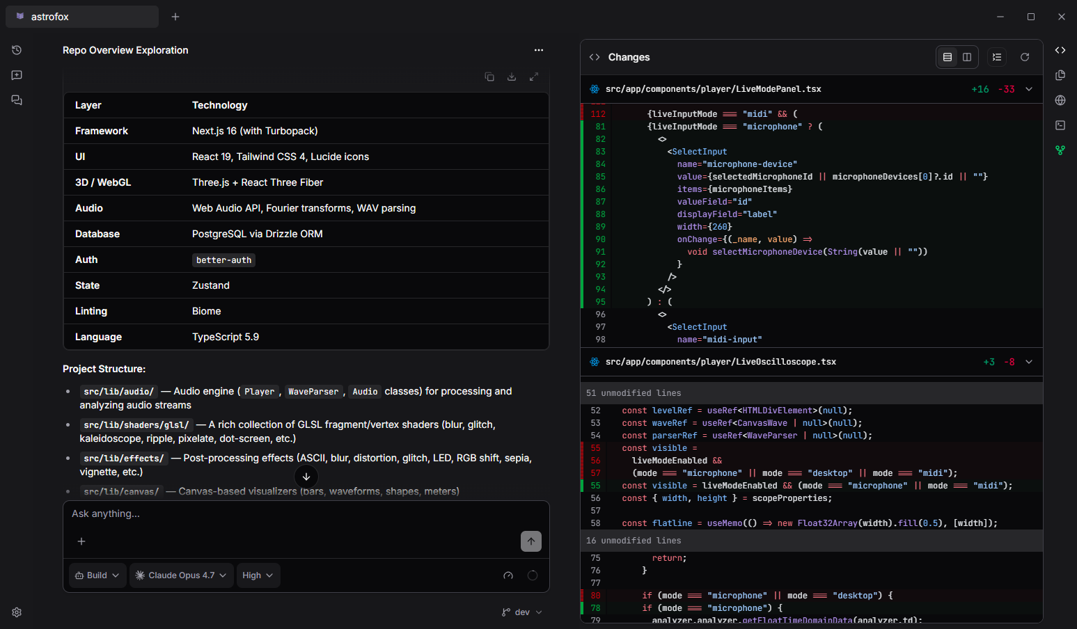 Screenshot of Dream's Git workflow interface