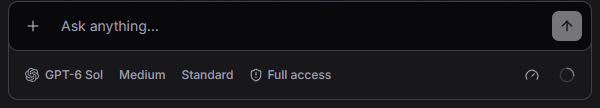 The chat composer showing Full access beside the model, effort, and speed controls.